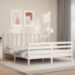 vidaXL Cadre de lit avec tête de lit blanc 160x200 cm bois massif