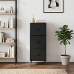 vidaXL Armoire à tiroirs Noir 33 x 34 5 x 90 cm Bois d'ingénierie
