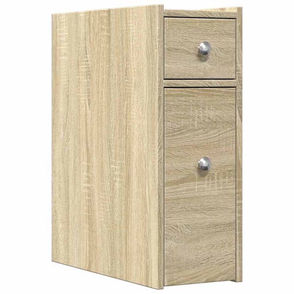 vidaXL Armoire de salle de bain étroite avec roulettes chêne sonoma