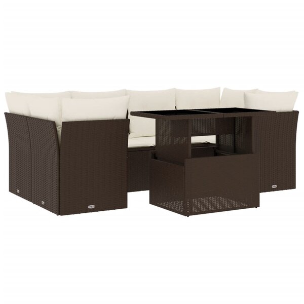 vidaXL Salon de jardin avec coussins 7 Pièces marron résine tressée