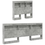 vidaXL Tête de lit de rangement Gris béton 80 cm Bois d'ingénierie