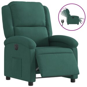 vidaXL Fauteuil inclinable électrique vert foncé velours