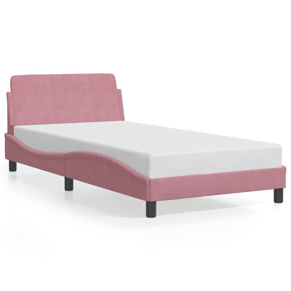vidaXL Cadre de lit et tête de lit sans matelas rose 100x200cm velours