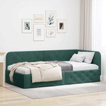 vidaXL Cadre de lit d'angle Vert foncé 90 x 200 cm Velours