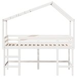 vidaXL Lit superposé et échelle et toit blanc 90x200cm bois pin massif