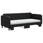 vidaXL Lit de jour avec lit gigogne et matelas noir 80x200 cm tissu