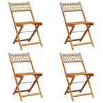 vidaXL Chaises de jardin pliantes lot de 4 beige rotin et bois massif