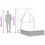 vidaXL Chaise longue double avec toit et rideaux marron résine tressée
