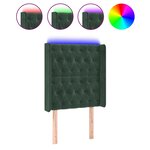 vidaXL Tête de lit à LED Vert foncé 83x16x118/128 cm Velours
