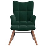 vidaXL Chaise à bascule avec repose-pied Vert foncé Velours