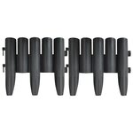 vidaXL Bordures de pelouse 36 Pièces Anthracite 10 m PP
