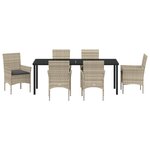 vidaXL Ensemble de repas de jardin 7 pièces avec coussins en poly rotin gris clair