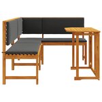 Ensemble Bistro de Jardin 3 Pièces avec Coussins en Bois d'Acacia Massif