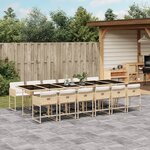vidaXL Ensemble à manger de jardin et coussins 13 Pièces beige