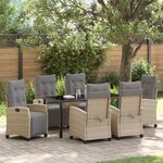 vidaXL Ensemble de salle à manger pour jardin 7 Pièces Beige polyrotin