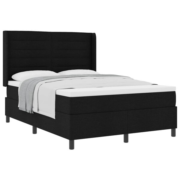 vidaXL Lit à ressorts avec matelas Noir 190 x 140 cm tissu