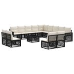 vidaXL Ensemble de canapé de jardin 14 Pièces Noir et blanc crème