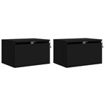vidaXL Tables de chevet murales avec lumières LED 2 Pièces noir
