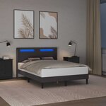 vidaXL Cadre de lit avec bandes LED Gris 120 x 190 cm Simili cuir