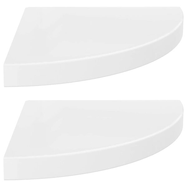 vidaXL Étagères d'angle flottantes 2Pièces blanc brillant 35x35x3 8cm MDF