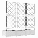 vidaXL Bac à fleurs avec Treillis 3 Pièces Blanc 120 x 40 x 125.5 cm PP