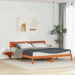 vidaXL Cadre de lit avec tête de lit Marron cire Bois massif en pin