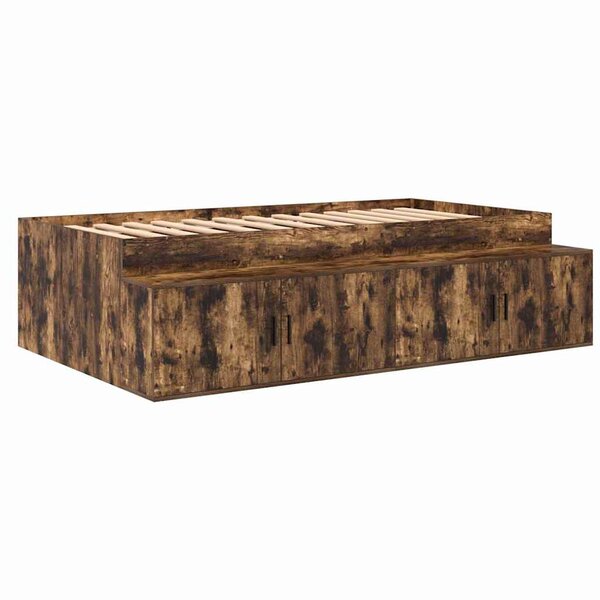vidaXL Cadre de lit avec rangement Chêne fumé 100 x 200 cm
