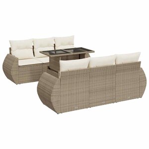 vidaXL Salon de jardin avec coussins 7 Pièces beige résine tressée