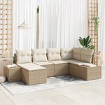 vidaXL Ensemble de canapé de jardin 6 pièces avec coussins - Rattan poly beige
