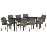 vidaXL Ensemble de salle à manger pour jardin 9 Pièces Gris polyrotin