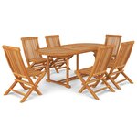 vidaXL Ensemble à manger de jardin 7 Pièces Bois de teck massif