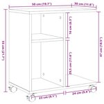vidaXL Table d'appoint avec roues sonoma gris bois d'ingénierie
