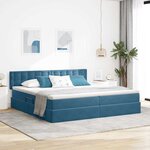 vidaXL Lit de rangement LED avec matelas Bleu foncé 200 x 200 cm