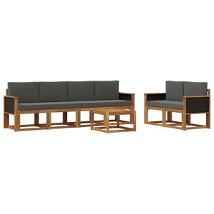 vidaXL Ensemble de canapés d'extérieur 6 Pièces Naturel et Anthracite