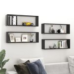 vidaXL Étagères cube murales 4Pièces Noir brillant 80x15x26 5 cm