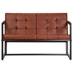 vidaXL Canapé à 2 places Marron Cuir de chèvre véritable