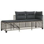 vidaXL Salon de jardin d'angle avec coussins 3 Pièces gris résine tressée