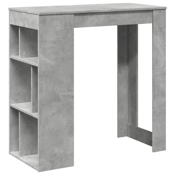 vidaXL Table de bar avec étagères gris béton bois d'ingénierie