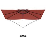 vidaXL Parasol Roma à Bras Déporté Rouge  Noir 352 x 251 x 260 cm