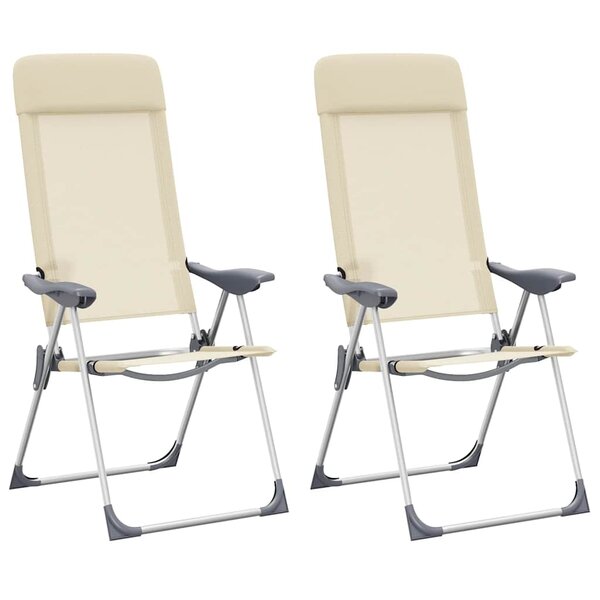 vidaXL Chaises de camping pliables lot de 2 Crème Aluminium