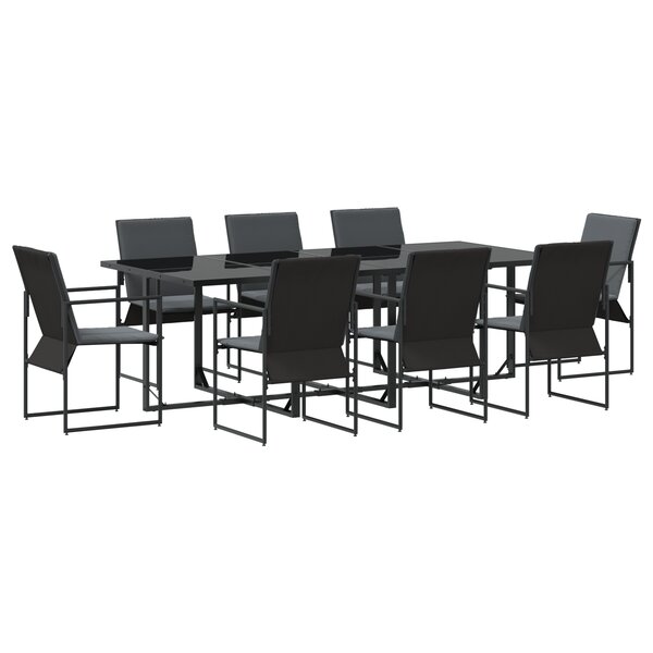 Ensemble de salle à manger de jardin de 12 pièces avec coussins en acier et textilène