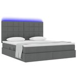 vidaXL Lit de rangement LED avec matelas Gris foncé 180 x 200 cm Tissu