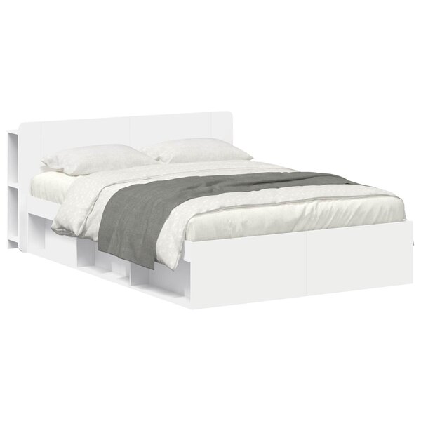 vidaXL Cadre de lit avec rangement avec tête de lit Blanc 150 x 200 cm
