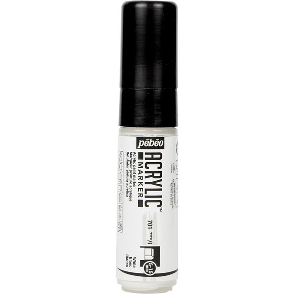 Marqueur Acrylique Pointe Biseautée 5-15mm Blanc PÉBÉO