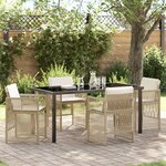 Ensemble de salle à manger de jardin 5 pièces avec coussins en rattan poly beige