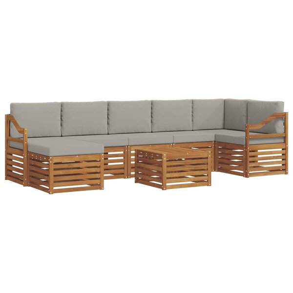vidaXL Ensemble de canapés d'extérieur 8 Pièces Gris Naturel et Clair