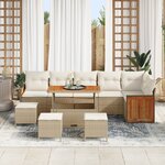 Ensemble de canapé de jardin vidaXL 10 pièces avec coussins beige rattan acacia