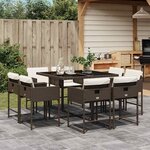 vidaXL Ensemble à manger de jardin et coussins 9 Pièces marron poly rotin