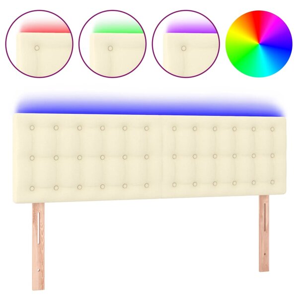 vidaXL Tête de lit à LED Crème 144x5x78/88 cm Similicuir