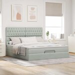 VidaXL Cadre de lit ottoman et matelas gris clair 160x200cm velours